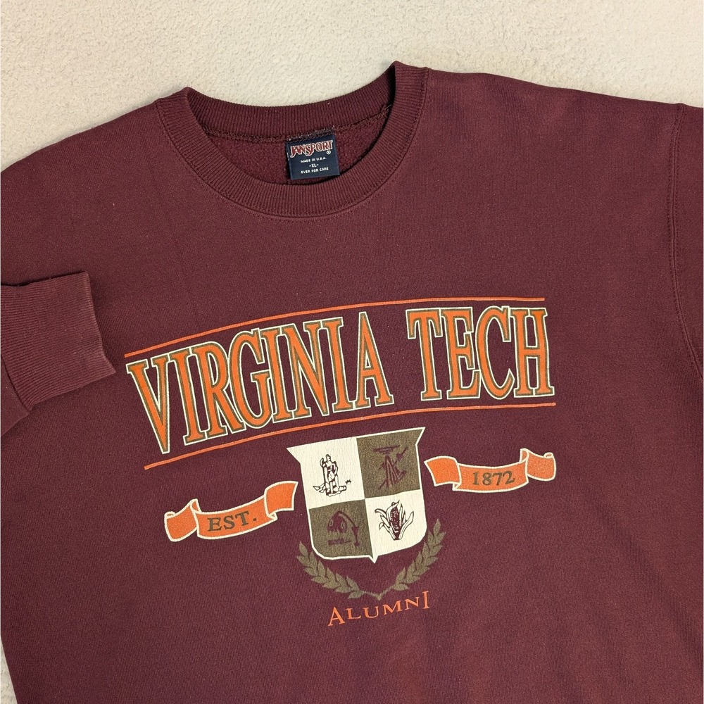 Vintage Virginia Tech VA Hokies 90's JanSport Crewneck Sweatshirt Made in USA XL